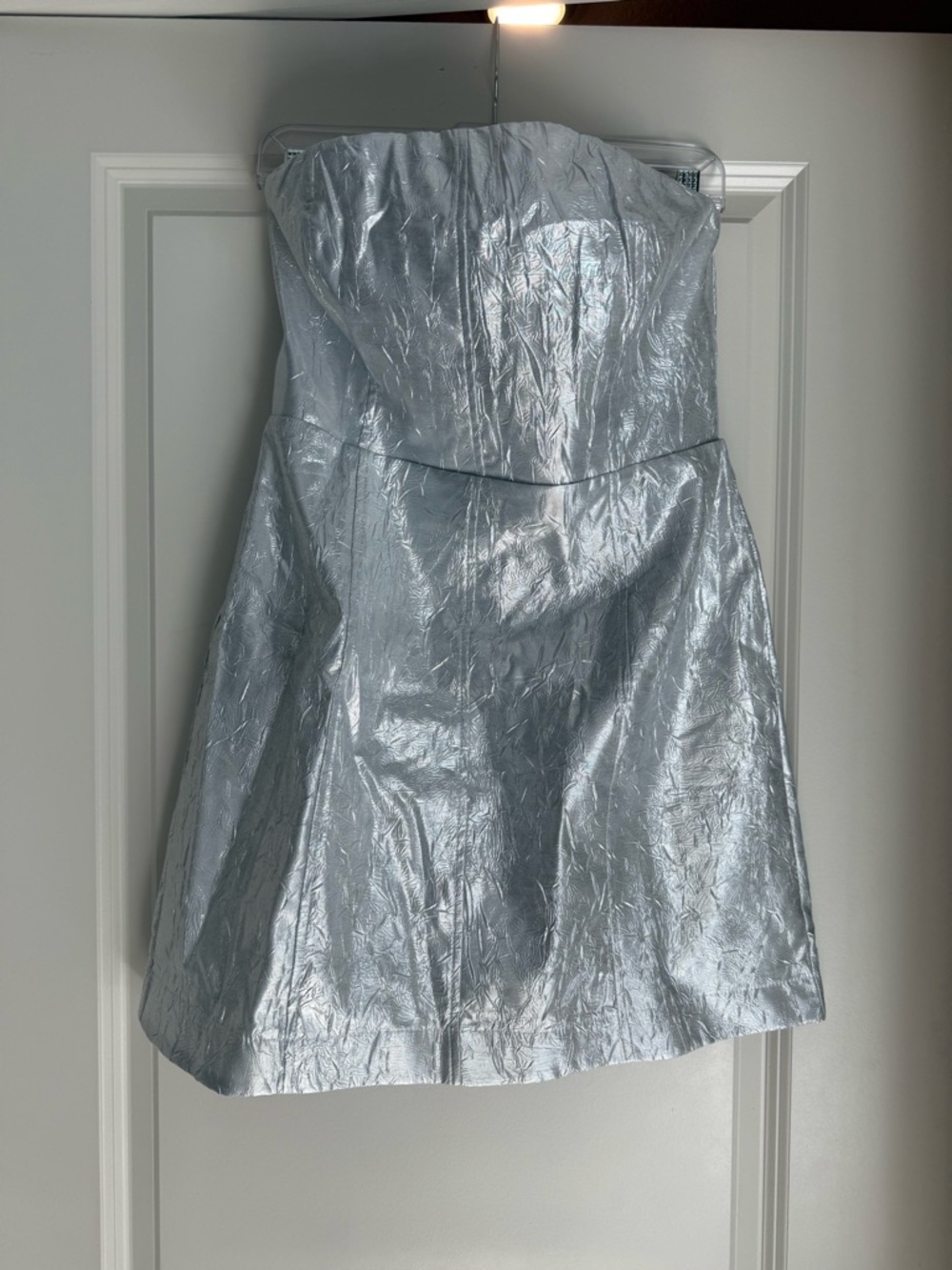 Lulu's Metallic Silver Strapless A-Line Dress